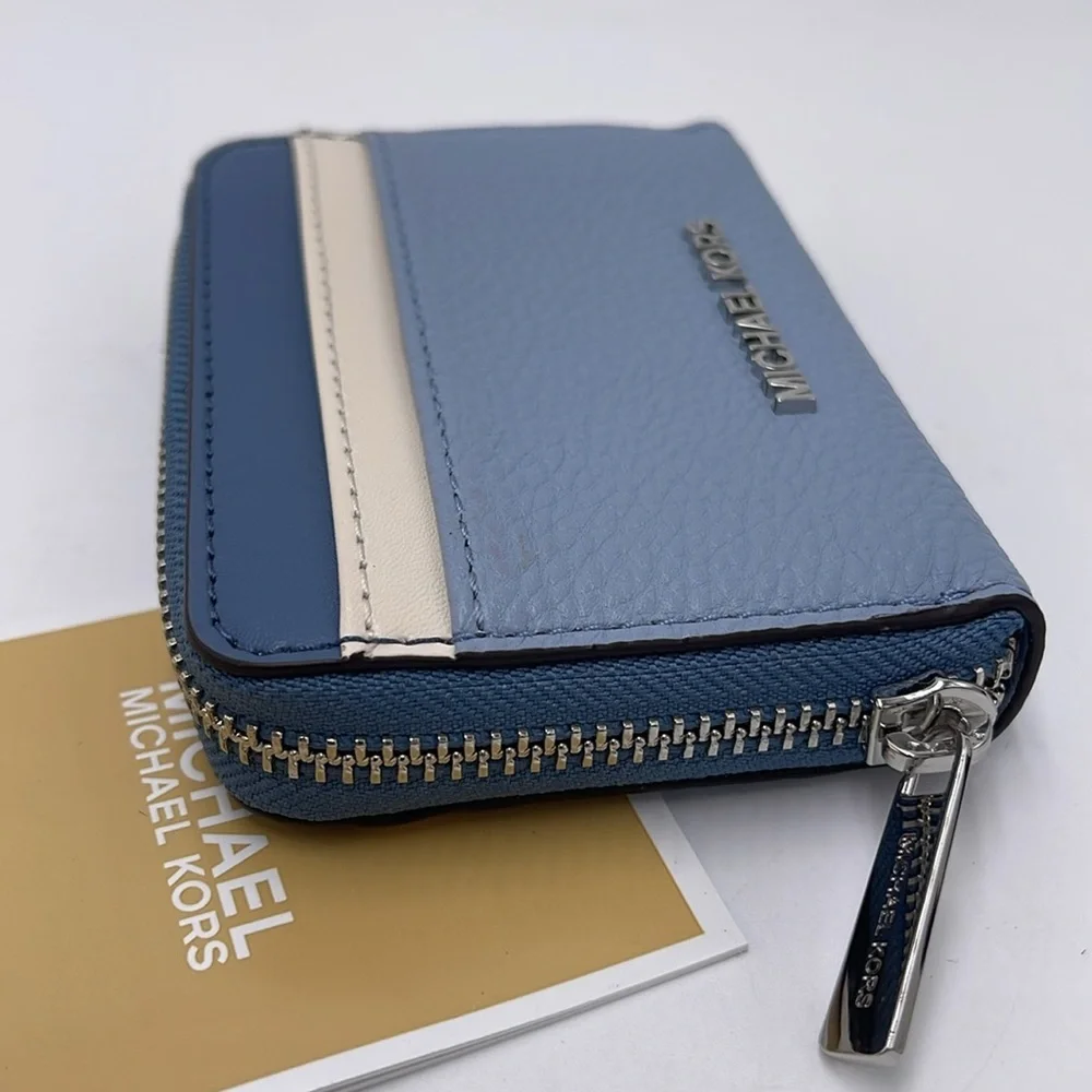 Michael Kors Jet Set Travel Md Zip Around Color-Block Wallet Card Case  Pale